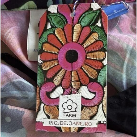 Farm Rio Dress Womens Small Black Pink Floral Pleated Maxi Button Anthropologie - Picture 9 of 15